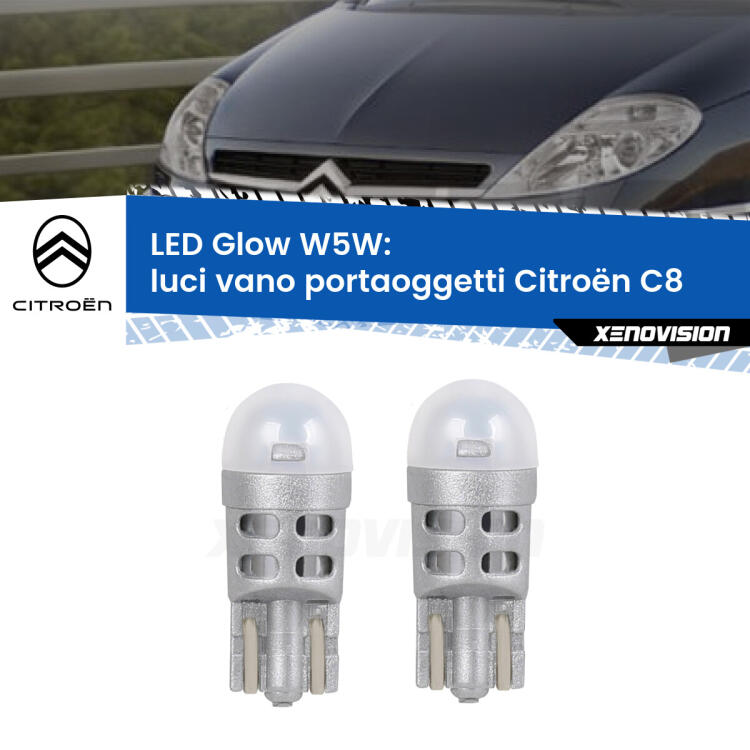 <strong>Luci Vano Portaoggetti LED luce calda per Citroën C8</strong>  2002 - 2010. Coppia lampade <strong>W5W</strong> modello Glow di Xenovision.