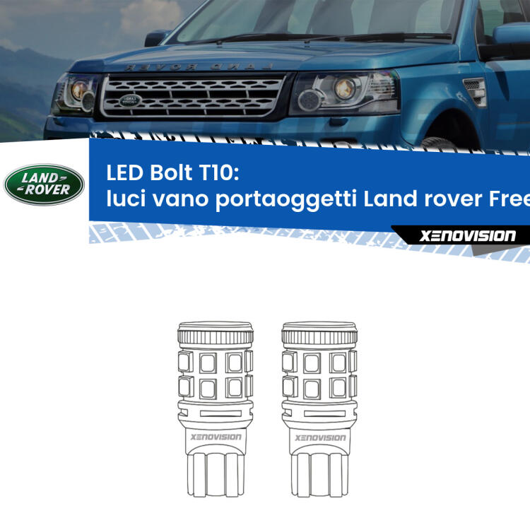 <strong>Luci Vano Portaoggetti LED per Land rover Freelander 2</strong> L359 2006 - 2014. Coppia lampade <strong>T10</strong> modello Bolt canbus.