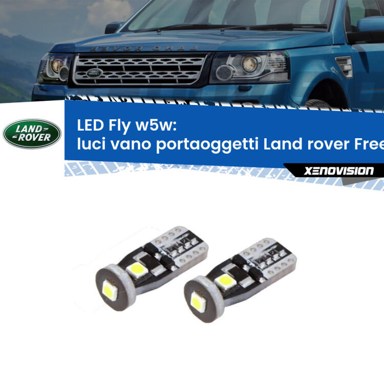 <strong>luci vano portaoggetti LED per Land rover Freelander 2</strong> L359 2006 - 2014. Coppia lampadine <strong>w5w</strong> Canbus compatte modello Fly Xenovision.