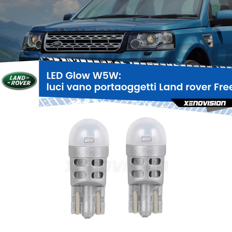 <strong>Luci Vano Portaoggetti LED luce calda per Land rover Freelander 2</strong> L359 2006 - 2014. Coppia lampade <strong>W5W</strong> modello Glow di Xenovision.