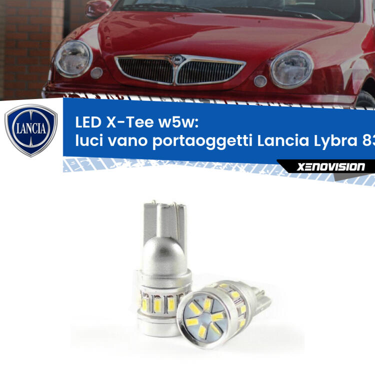 <strong>LED luci vano portaoggetti per Lancia Lybra</strong> 839 1999 - 2005. Lampade <strong>W5W</strong> modello X-Tee Xenovision top di gamma.