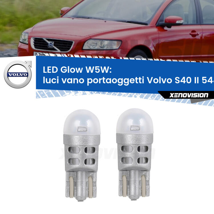 <strong>Luci Vano Portaoggetti LED luce calda per Volvo S40 II</strong> 544 2004 - 2012. Coppia lampade <strong>W5W</strong> modello Glow di Xenovision.