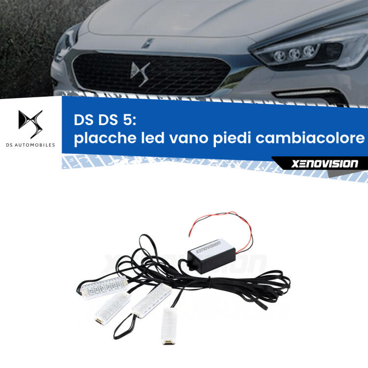 <strong>Kit placche LED cambiacolore vano piedi DS DS 5</strong>  2015 - 2018. 4 placche <strong>Bluetooth</strong> con app Android /iOS.
