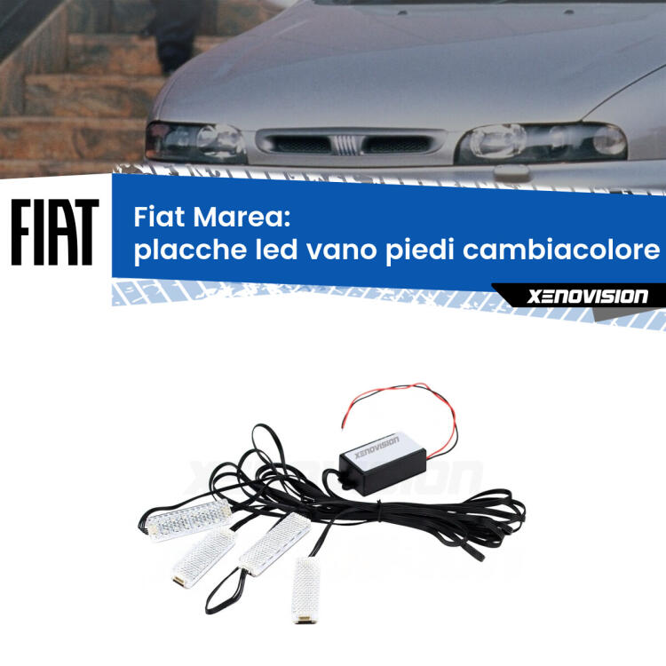 <strong>Kit placche LED cambiacolore vano piedi Fiat Marea</strong>  1996 - 2002. 4 placche <strong>Bluetooth</strong> con app Android /iOS.