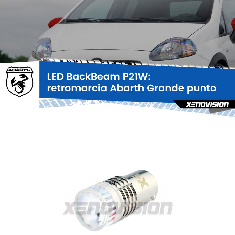 <strong>Retromarcia LED per Abarth Grande punto</strong>  2007 - 2010. Lampada <strong>P21W</strong> canbus. Illumina a giorno con questo straordinario cannone LED a luminosità estrema.
