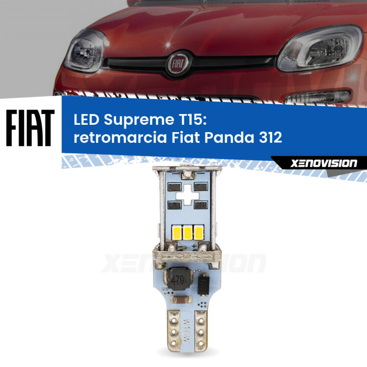 <strong>LED retromarcia per Fiat Panda</strong> 312 2012 in poi. 15 Chip CREE 3535, sviluppa un'incredibile potenza. Qualità Massima. Oltre 6W reali di pura potenza.