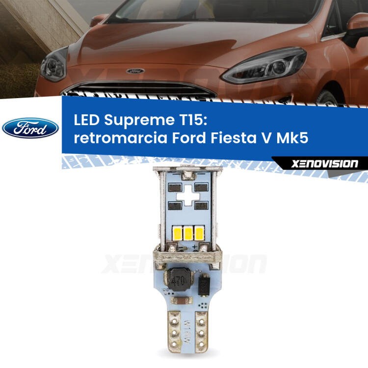 <strong>LED retromarcia per Ford Fiesta</strong> Mk5 2006 - 2008. 15 Chip CREE 3535, sviluppa un'incredibile potenza. Qualità Massima. Oltre 6W reali di pura potenza.