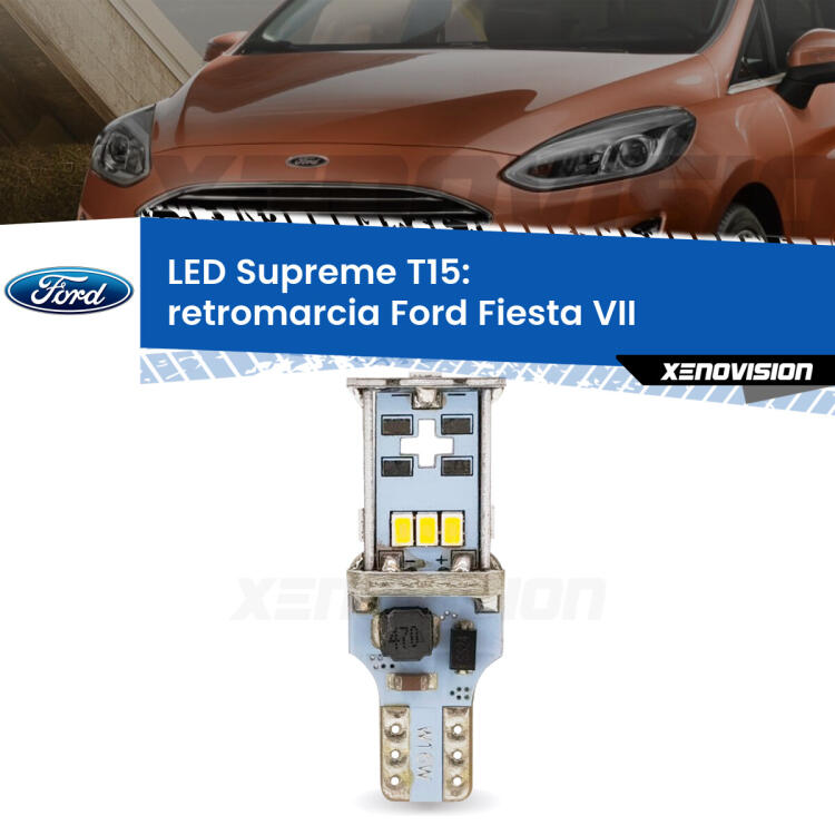 <strong>LED retromarcia per Ford Fiesta</strong> Mk7 2017 - 2020. 15 Chip CREE 3535, sviluppa un'incredibile potenza. Qualità Massima. Oltre 6W reali di pura potenza.