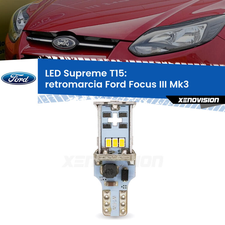 <strong>LED retromarcia per Ford Focus</strong> Mk3 2011 - 2014. 15 Chip CREE 3535, sviluppa un'incredibile potenza. Qualità Massima. Oltre 6W reali di pura potenza.