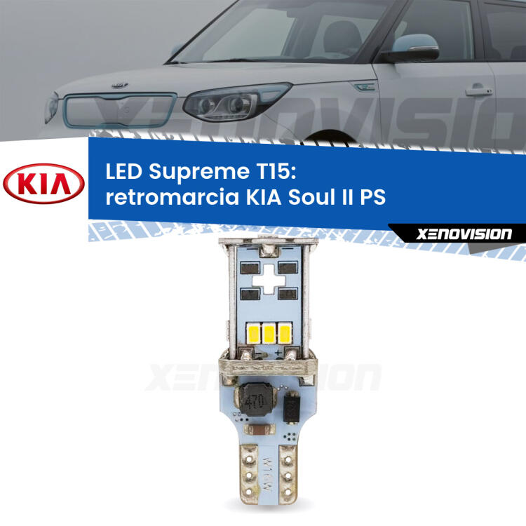 <strong>LED retromarcia per KIA Soul II</strong> PS 2015 in poi. 15 Chip CREE 3535, sviluppa un'incredibile potenza. Qualità Massima. Oltre 6W reali di pura potenza.
