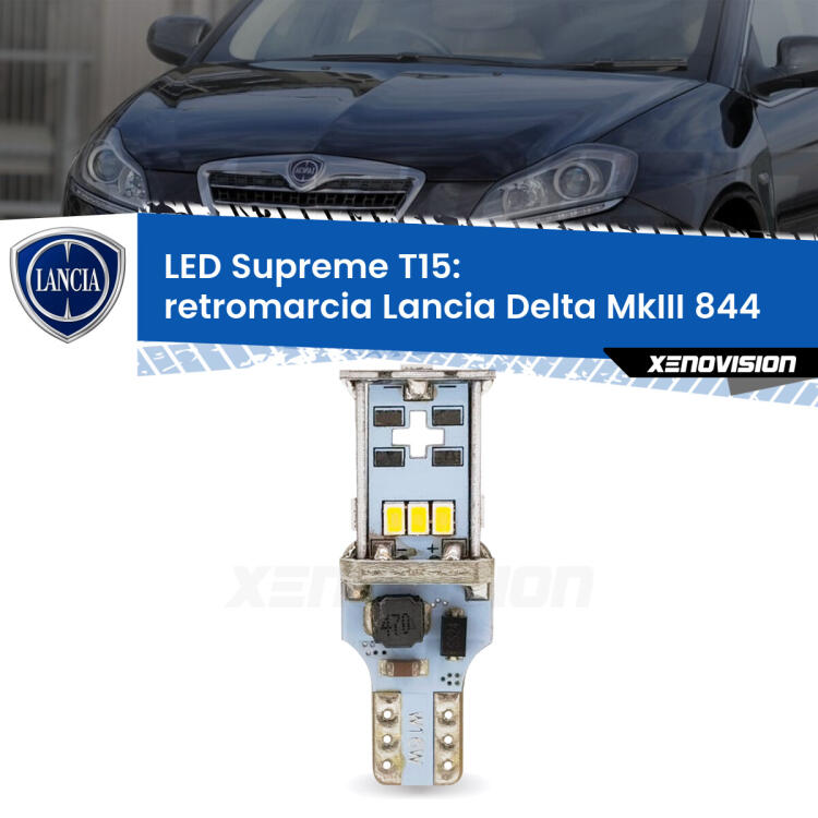 <strong>LED retromarcia per Lancia Delta MkIII</strong> 844 2008 - 2014. 15 Chip CREE 3535, sviluppa un'incredibile potenza. Qualità Massima. Oltre 6W reali di pura potenza.