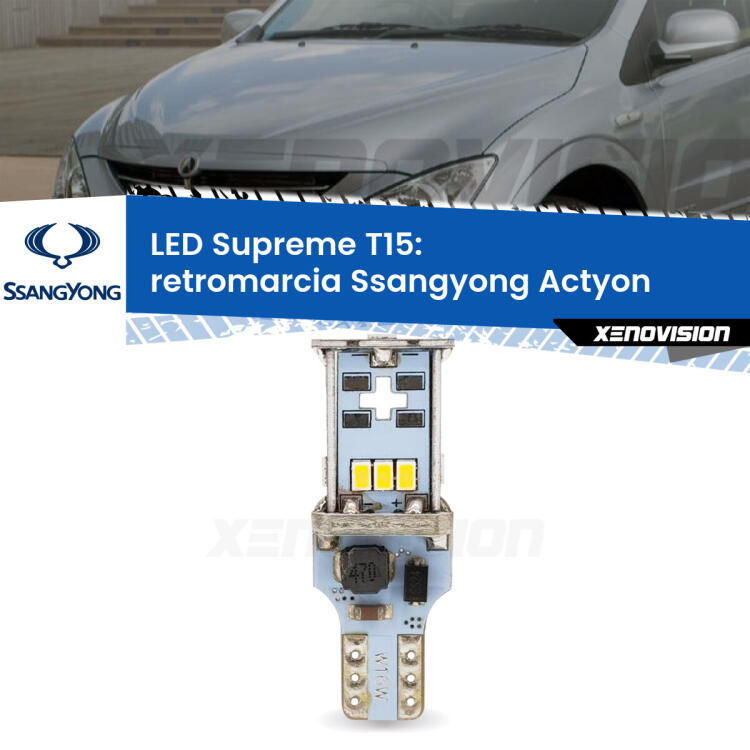 <strong>LED retromarcia per Ssangyong Actyon</strong>  2006 - 2017. 15 Chip CREE 3535, sviluppa un'incredibile potenza. Qualità Massima. Oltre 6W reali di pura potenza.