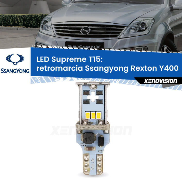 <strong>LED retromarcia per Ssangyong Rexton</strong> Y400 2017 in poi. 15 Chip CREE 3535, sviluppa un'incredibile potenza. Qualità Massima. Oltre 6W reali di pura potenza.