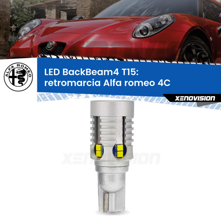 <strong>Retromarcia LED per Alfa romeo 4C</strong>  2013 in poi. Lampada <strong>T15</strong> canbus modello BackBeam4.