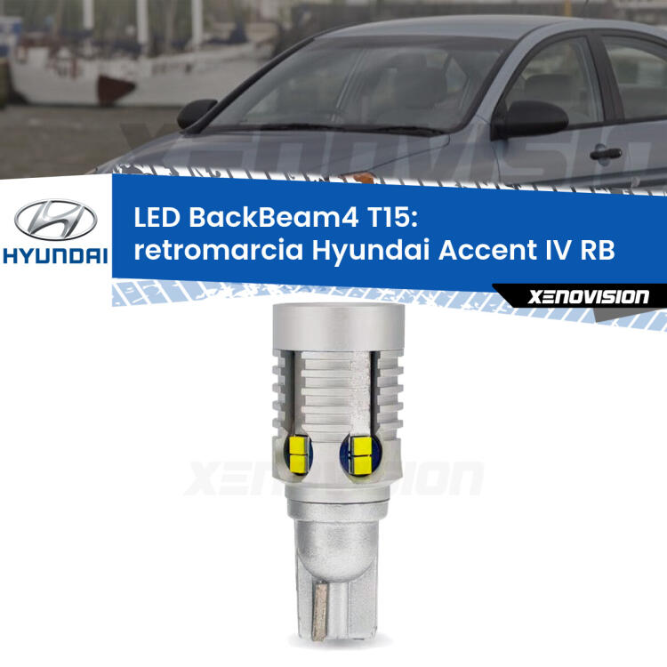<strong>Retromarcia LED per Hyundai Accent IV</strong> RB 2010 in poi. Lampada <strong>T15</strong> canbus modello BackBeam4.
