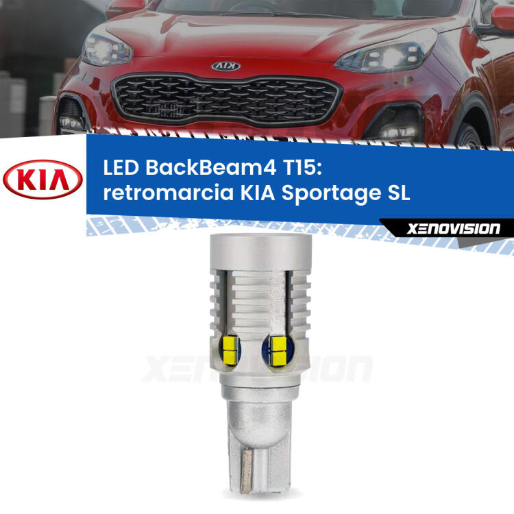 <strong>Retromarcia LED per KIA Sportage</strong> SL 2010 - 2014. Lampada <strong>T15</strong> canbus modello BackBeam4.