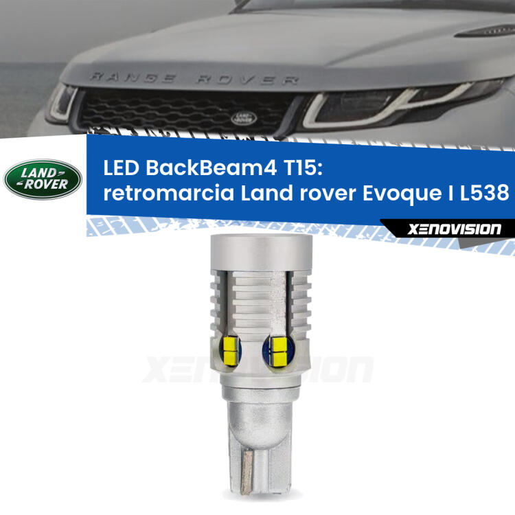 <strong>Retromarcia LED per Land rover Evoque I</strong> L538 2011 in poi. Lampada <strong>T15</strong> canbus modello BackBeam4.