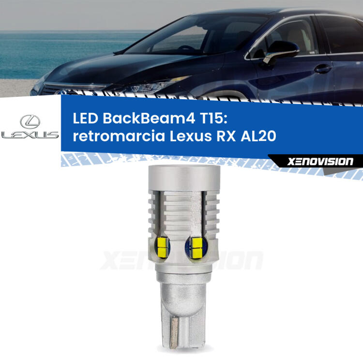 <strong>Retromarcia LED per Lexus RX</strong> AL20 2015 - 2021. Lampada <strong>T15</strong> canbus modello BackBeam4.