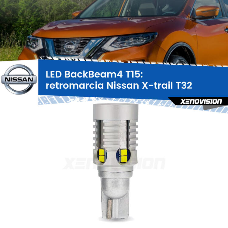 <strong>Retromarcia LED per Nissan X-trail</strong> T32 2013 in poi. Lampada <strong>T15</strong> canbus modello BackBeam4.