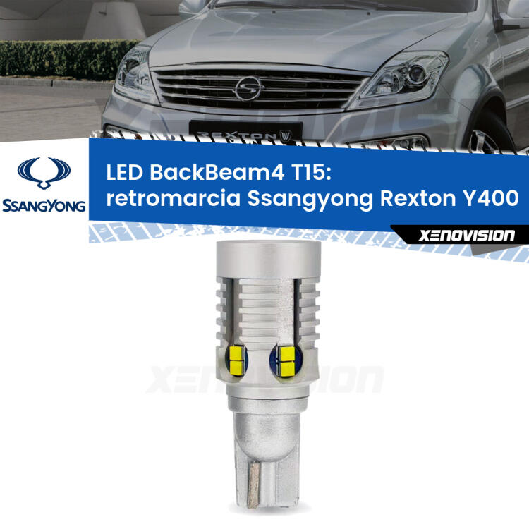 <strong>Retromarcia LED per Ssangyong Rexton</strong> Y400 2017 in poi. Lampada <strong>T15</strong> canbus modello BackBeam4.