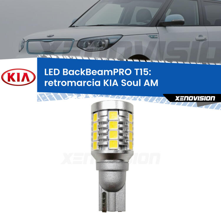 <strong>Luce retromarcia LED per KIA Soul</strong> AM 2009 - 2014. Una lampadina <b>T15</b> esageratamente spinta: 15W di potenza, 20 volte più luce delle originali.