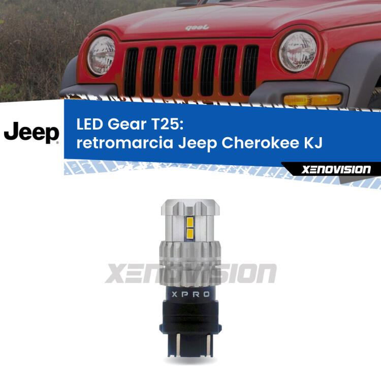 <strong>Retromarcia LED per Jeep Cherokee</strong> KJ 2002 - 2007. Lampada <strong>T25</strong> 6000k modello Gear.