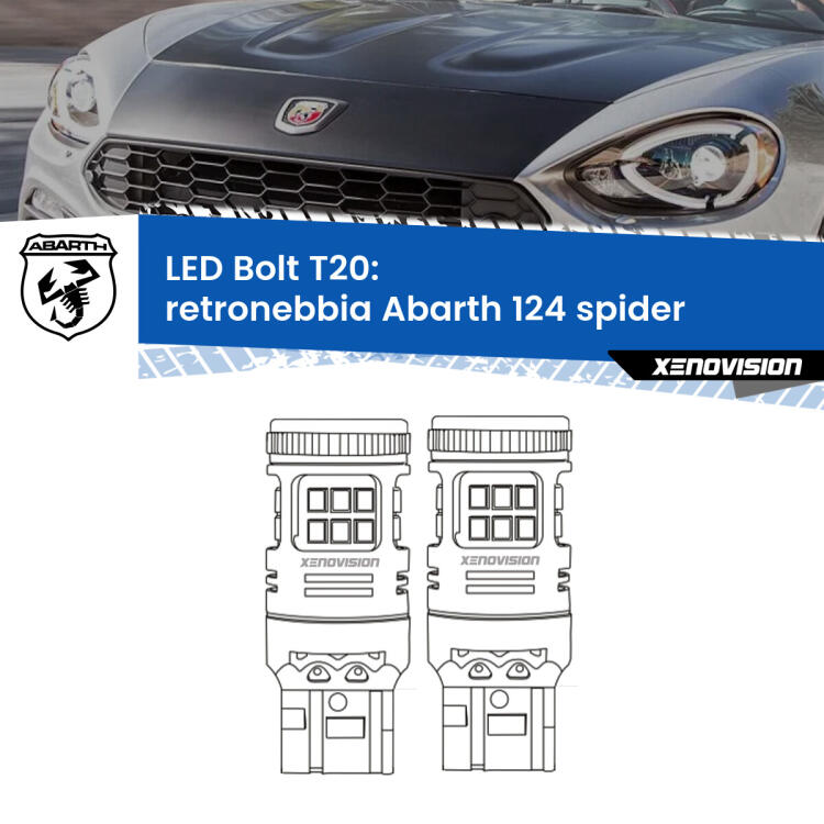 <strong>Retronebbia LED per Abarth 124 spider</strong>  2016 - 2019. Coppia lampade <strong>T20</strong> modello Bolt canbus.