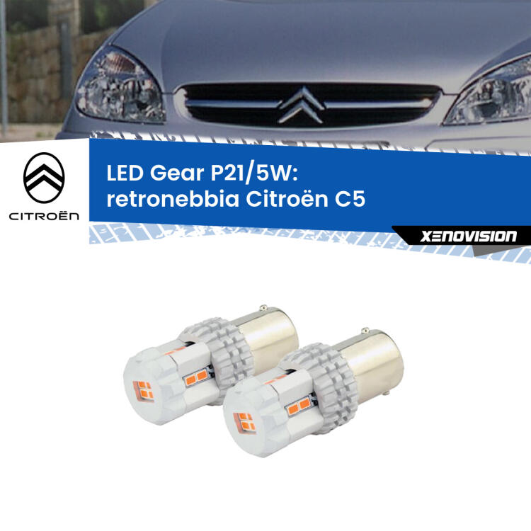 <strong>Retronebbia LED per Citroën C5</strong>  2001 - 2004. Due lampade <strong>P21/5W</strong> rosse non canbus modello Gear.