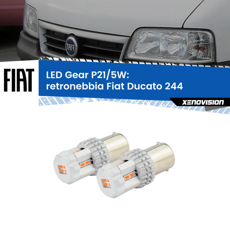 <strong>Retronebbia LED per Fiat Ducato</strong> 244 2002 - 2006. Due lampade <strong>P21/5W</strong> rosse non canbus modello Gear.