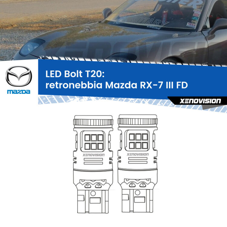 <strong>Retronebbia LED per Mazda RX-7 III</strong> FD 1992 - 2002. Coppia lampade <strong>T20</strong> modello Bolt canbus.