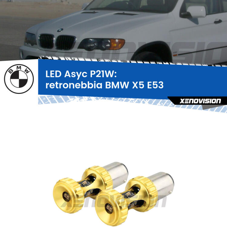 <strong>Retronebbia LED per BMW X5</strong> E53 1999 - 2005. Coppia lampade <strong>P21W</strong> super canbus Rosse modello Gear2.