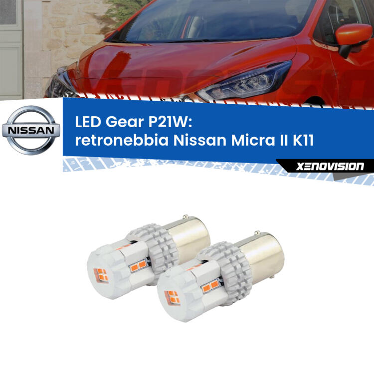 <p>Coppia <strong>LED P21W Rossi per </strong><strong>Retronebbia</strong> <strong>Nissan</strong> <strong>Micra II </strong>(K11) 1992 - 2003: ultracompatti, illuminazione a 360 gradi e Canbus. Qualità Massima.</p>
<div> </div>