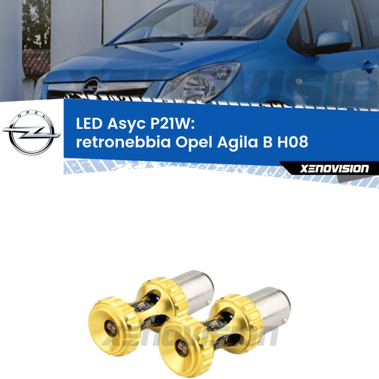 <strong>Retronebbia LED per Opel Agila B</strong> H08 2008 - 2014. Coppia lampade <strong>P21W</strong> super canbus Rosse modello Gear2.