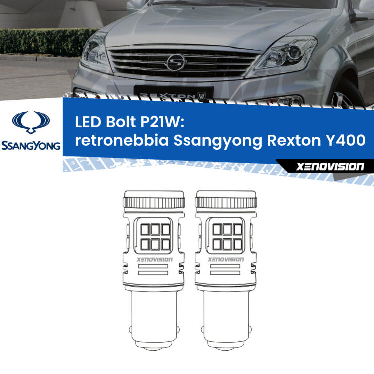 <strong>Retronebbia LED per Ssangyong Rexton</strong> Y400 2017 in poi. Coppia lampade <strong>P21W</strong> modello Bolt canbus.