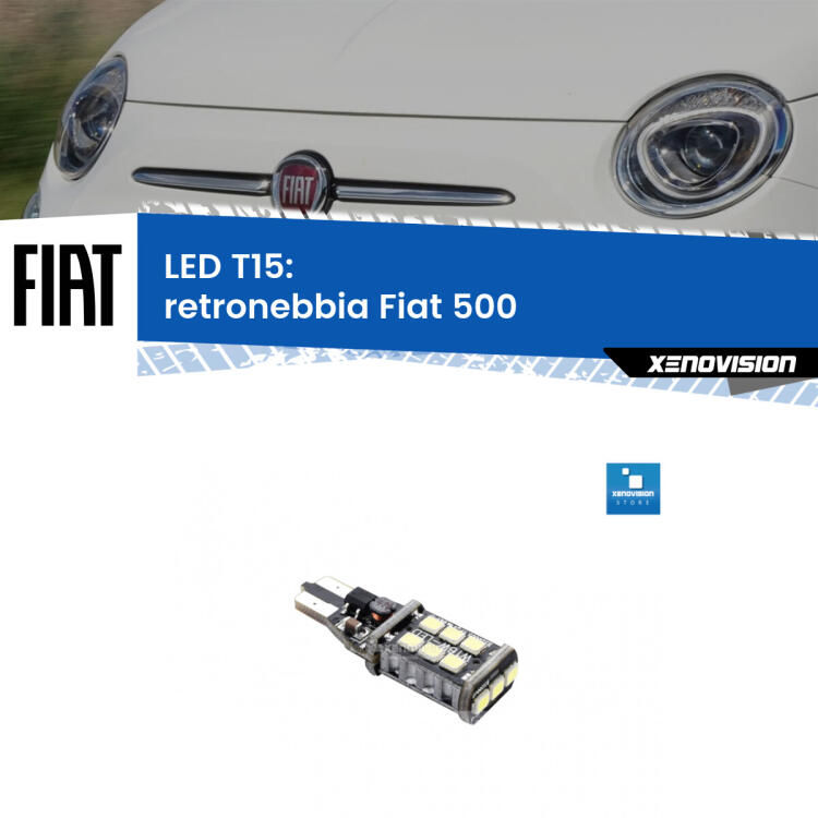 <strong>retronebbia LED per Fiat 500</strong>  2015 - 2022. Lampadina <strong>T15</strong> Canbus Xenovision.