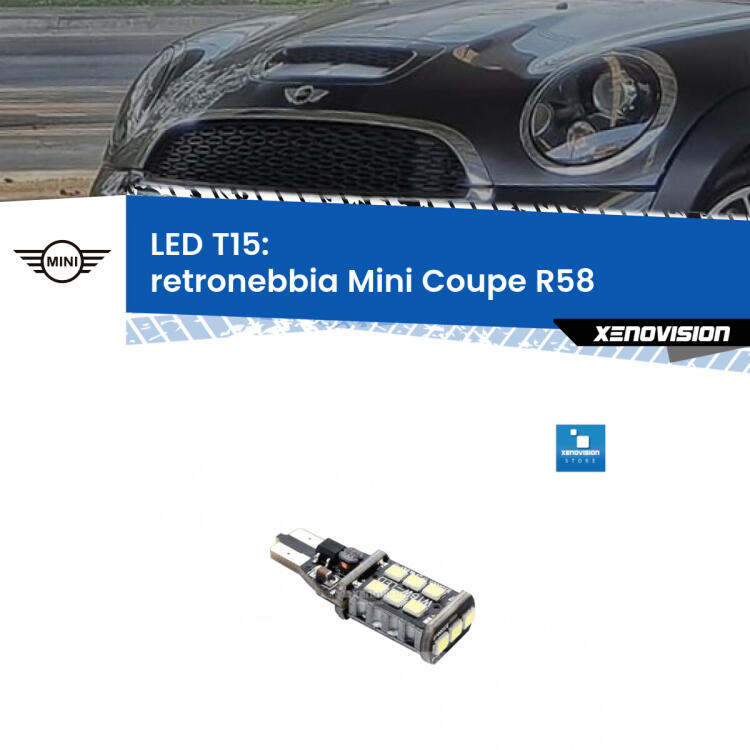 <strong>retronebbia LED per Mini Coupe</strong> R58 2011 - 2015. Lampadina <strong>T15</strong> Canbus Xenovision.