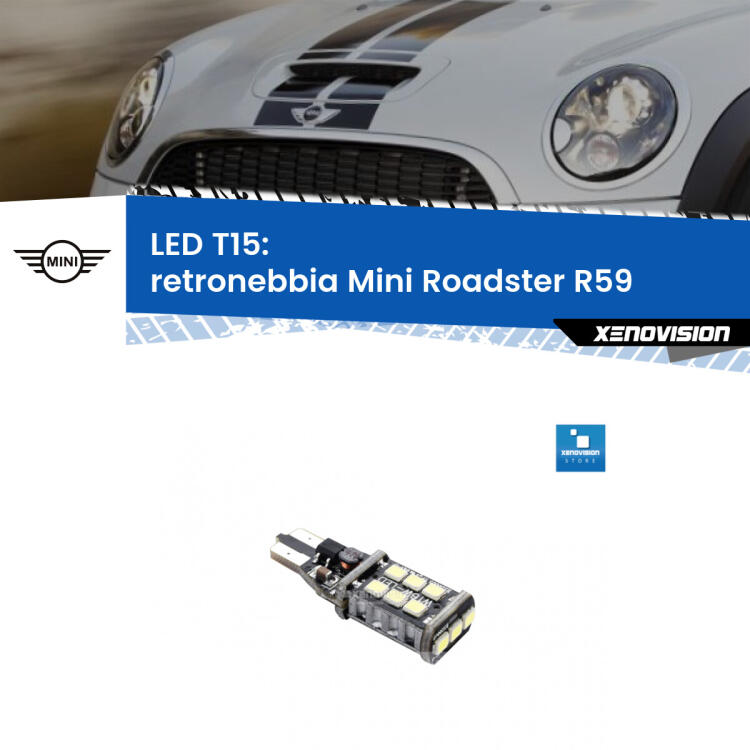 <strong>retronebbia LED per Mini Roadster</strong> R59 2012 - 2015. Lampadina <strong>T15</strong> Canbus Xenovision.