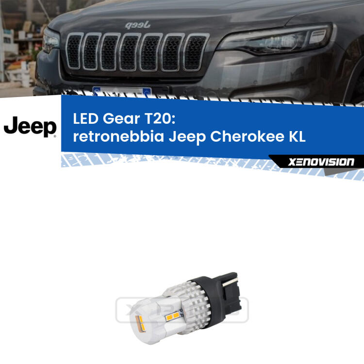 <strong>Retronebbia LED per Jeep Cherokee</strong> KL 2014 in poi. Lampada <strong>T20</strong> rossa modello Gear.