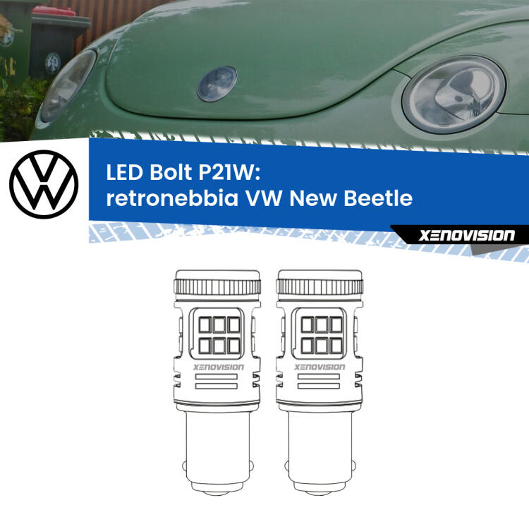 <strong>Retronebbia LED per VW New Beetle</strong>  1998 - 2005. Coppia lampade <strong>P21W</strong> modello Bolt canbus.