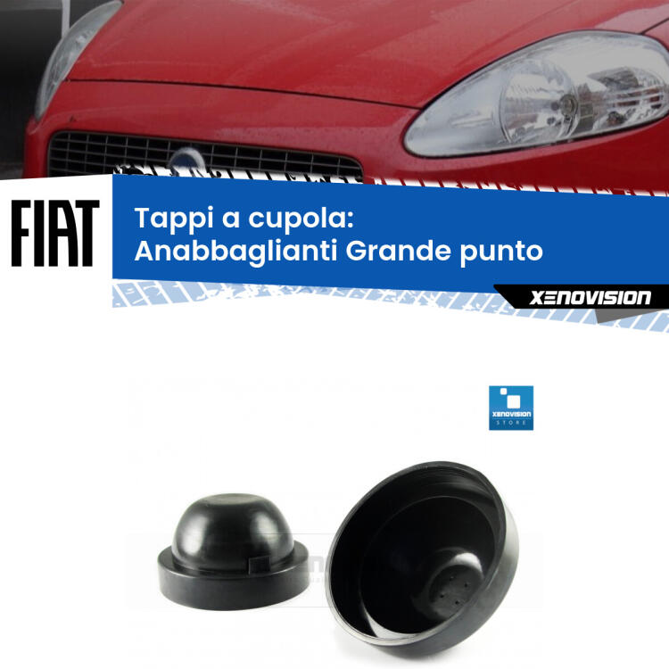 <strong>Tappi coprifaro a cupola</strong> per Anabbaglianti Fiat Grande punto: indispensabili per kit LED a ventola. Evitano il soffocamento ventole e fulminazione del kit LED.