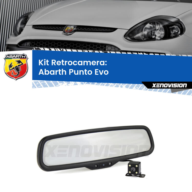 Kit Telecamera Parcheggio e Specchietto retrovisore con display invisibile per Abarth Punto Evo . Spento è identico all’originale. In retromarcia, l’immagine appare in un riquadro prima invisibile