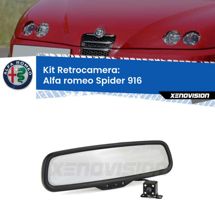 Kit Telecamera Parcheggio e Specchietto retrovisore con display invisibile per Alfa romeo Spider 916. Spento è identico all’originale. In retromarcia, l’immagine appare in un riquadro prima invisibile