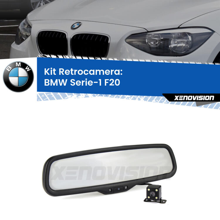 Kit Telecamera Parcheggio e Specchietto retrovisore con display invisibile per BMW Serie-1 F20. Spento è identico all’originale. In retromarcia, l’immagine appare in un riquadro prima invisibile