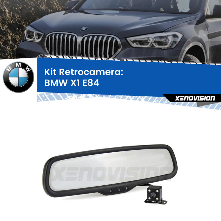 Kit Telecamera Parcheggio e Specchietto retrovisore con display invisibile per BMW X1 E84. Spento è identico all’originale. In retromarcia, l’immagine appare in un riquadro prima invisibile