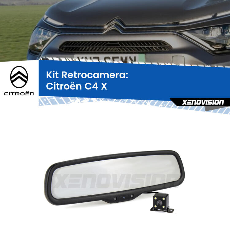 Kit Telecamera Parcheggio e Specchietto retrovisore con display invisibile per Citroën C4 X . Spento è identico all’originale. In retromarcia, l’immagine appare in un riquadro prima invisibile