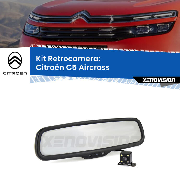 Kit Telecamera Parcheggio e Specchietto retrovisore con display invisibile per Citroën C5 Aircross . Spento è identico all’originale. In retromarcia, l’immagine appare in un riquadro prima invisibile