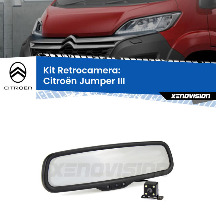 Kit Telecamera Parcheggio e Specchietto retrovisore con display invisibile per Citroën Jumper III. Spento è identico all’originale. In retromarcia, l’immagine appare in un riquadro prima invisibile