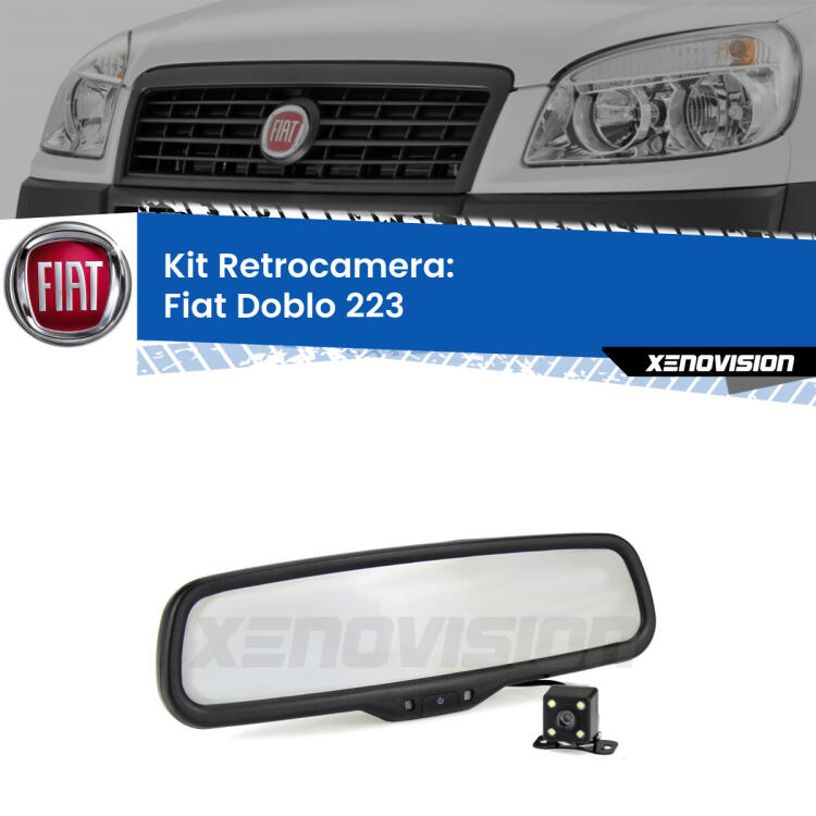 Kit Telecamera Parcheggio e Specchietto retrovisore con display invisibile per Fiat Doblo 223. Spento è identico all’originale. In retromarcia, l’immagine appare in un riquadro prima invisibile