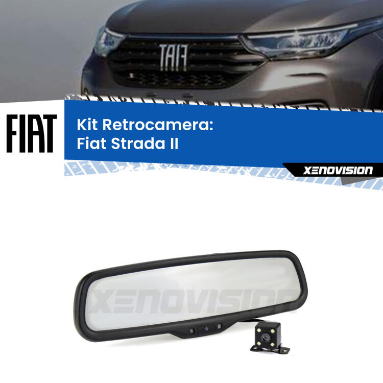 Kit Telecamera Parcheggio e Specchietto retrovisore con display invisibile per Fiat Strada II. Spento è identico all’originale. In retromarcia, l’immagine appare in un riquadro prima invisibile