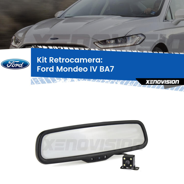 Kit Telecamera Parcheggio e Specchietto retrovisore con display invisibile per Ford Mondeo IV BA7. Spento è identico all’originale. In retromarcia, l’immagine appare in un riquadro prima invisibile
